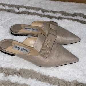 Jimmy choo flat slip on loafers with bow!